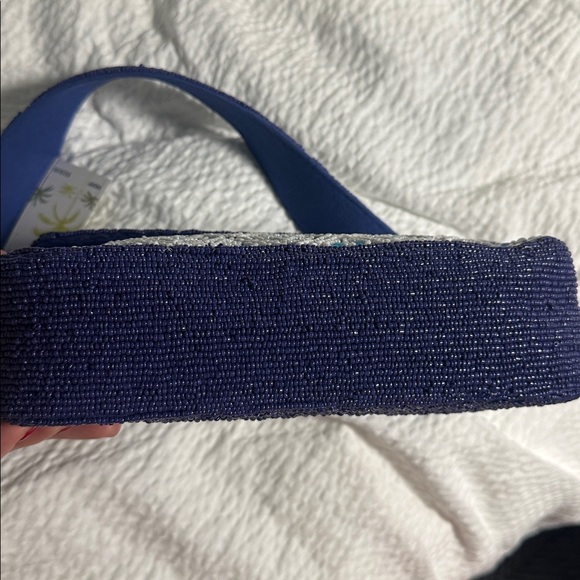 America & beyond beaded floral blue shoulder bag - Picture 3 of 7